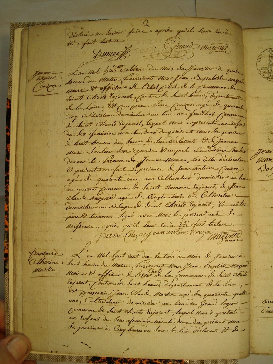 Page du registre